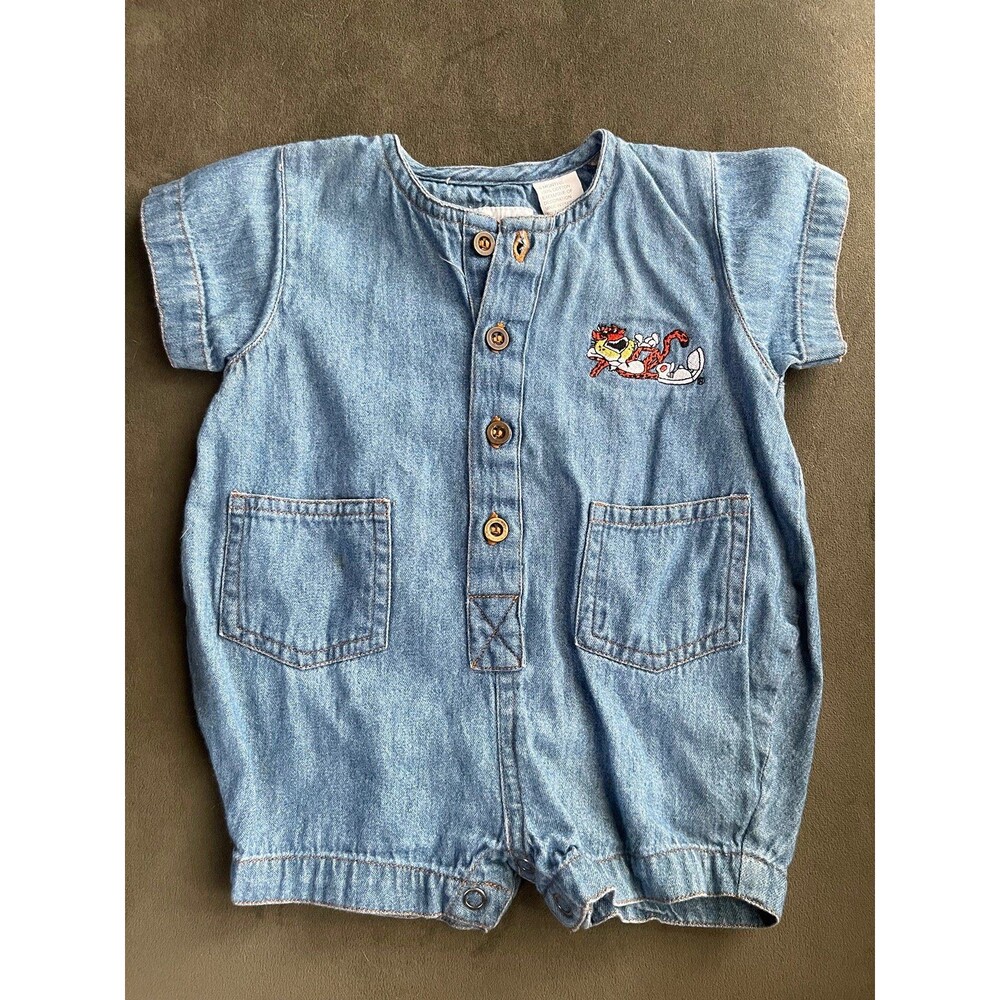 Vintage Chester Cheetos Embroidered Jean Romper
